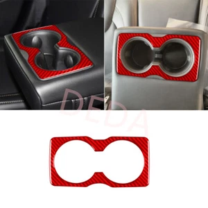 Cubierta de panel de soporte de vaso de agua trasero de fibra de carbono roja apta para Jeep Cherokee 2014-18 - Imagen 1 de 14