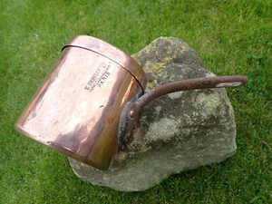 Antiker E. DEHILLERIN gestempelter französischer Kupfer Bain-Marie Milchtopf mit Deckel - Bild 1 von 7