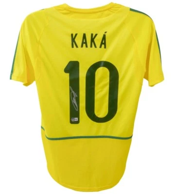 Camiseta de centrocampista atacante firmada por Ricardo Kaka del equipo de Brasil (Beckett) 2002/2016 Foto 1 de 4