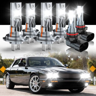 Faro LED blanco de 6 piezas alto bajo + bombillas antiniebla para Jaguar XJR 1998-2002 2003 Foto 1 de 4