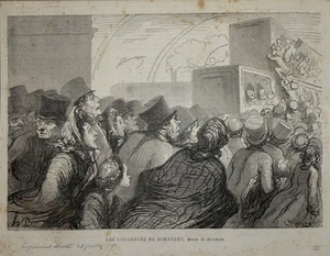 Bois de C.MORAND d'après DAUMIER "Les voyageurs du dimanche" - Bild 1 von 1