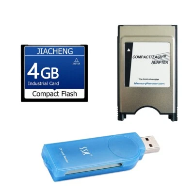 4GB CF Memory Card Compact Flash Card + CF-PCMCIA Adapter + SSK USB2.0 Reader - Image 1 of 4