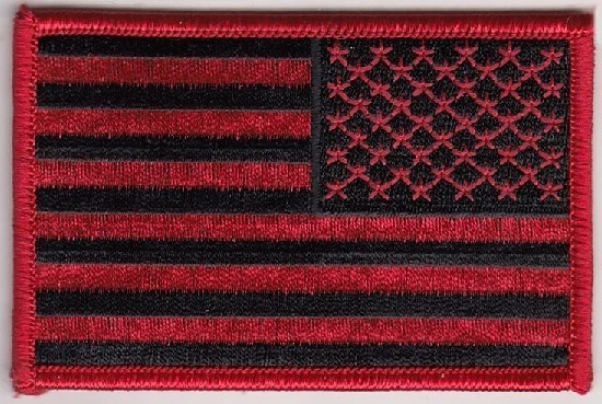 5 Pcs Reverse USA  Flag (Black/Red)R Embroidered Patches 3.5x2.25" iron-on  - Image 1 of 1