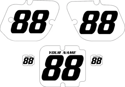 1987 Kawasaki KX250 Custom Pre-Printed White Backgrounds with Black Numbers - Image 1 of 3