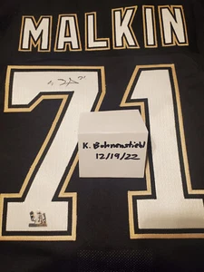 Evgeni Malkin signiertes Pittsburgh Penguins Pro Reebok Heimtrikot Malkin Echtheitszertifikat! - Bild 1 von 4