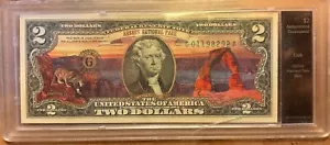 Arches National Park Utah Note $2 Uncirculated Sealed Colorized Currency - Picture 1 of 2