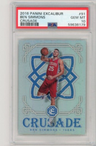 2016-17 Panini Excalibur Crusade #91 Silver Prizm Ben Simmons RC PSA 10 GEM MINT