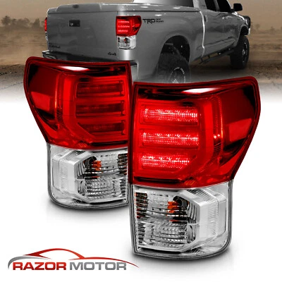 For 2007 2008 2009 2010 2011 2012 2013 Toyota Tundra Red Clear LED Tail Lights - image 1 of 4