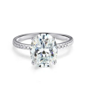 1-4ct D VVS1 Oval Cut Moissanite Eternity Engagement Ring 18k White Gold Plated - Picture 1 of 16