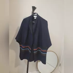 Akris Blue Wool Blend Cape Size 2 - Picture 1 of 7