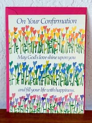 Vintage Renaissance Colorful Tulips "On Your Confirmation" Greeting Card - Image 1 of 3