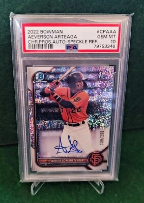 2022 Bowman Chrome 1st Rookie Aeverson Arteaga Speckle Sparkle Auto /299  PSA10 - Image 1 of 4