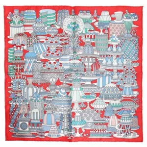 HERMES Carre 45 La Patisserie Francaise Scarf Orange Poppy Grenadine Ciel BNIB - Picture 1 of 8