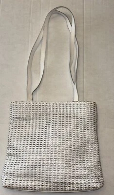 Bolsa tiracolo vintage Paolo Masi tecido couro branco feita na Itália - Imagem 1 de 4