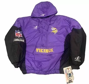 NWT VTG 90s Minnesota Vikings Pro Line Logo Athletic Pullover Puffer Jacket Sz M - Picture 1 of 14