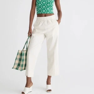 J. Crew Größe XLT Tall Astrid weites Bein Chino Hose elastischer Bund cremeweiß elfenbeinfarben - Bild 1 von 9