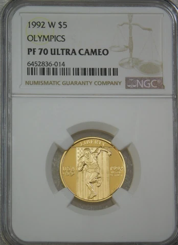 1992-W Olympics $5 Gold NGC PF70 Ultra Cameo Proof Spot Free Great Luster #C194 Cover