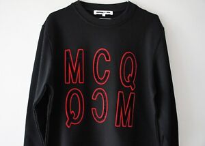 MCQ by Alexander McQueen Men's Velvet Reverse Logo Black Sweatshirt (BNWT)