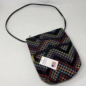 Bolso de Hombro Danny K Beverly Hills Tapiz Colorido Zig Zag Hecho en EE. UU. - Imagen 1 de 5