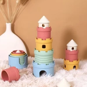 2 PACK free combin Clear Colors Silicone Building Toy castle Blocks Kids 3D - Picture 1 of 6