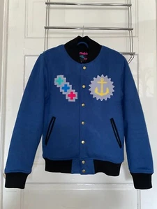 Pink Dolphin VARSITY Letterman Jacket Button Up Coat Unisex 80s Style Coat M - Picture 1 of 6