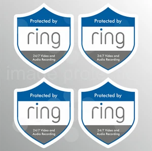 Ring Security Doorbell Sticker Window 24/7 Video & Audio Recording Protected x4 - Picture 1 of 2