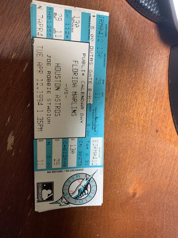 Craig Biggio 800th Career Hit Unused Ticket Houston Astros vs Florida Marlins 94 Cover