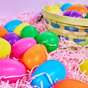 JOYIN 3.15" Easter Eggs, Large Fillable Plastic Eggs Empty Colorful Bright - Picture 1 of 6