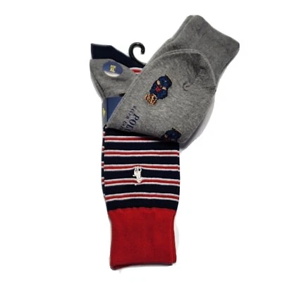 Nuevo Polo Ralph Lauren Polo Bear Hombre’s Paquete de 2 Calcetines de Vestir Gris Azul Nuevo con Etiquetas Foto 1 de 3