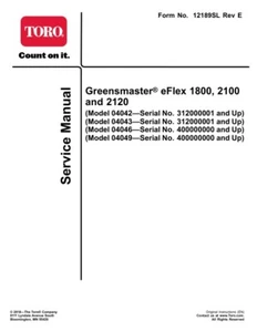 Manual de servicio Toro 1800 2100 2120 | Greensmaster eFlex | CD O USB - Imagen 1 de 9