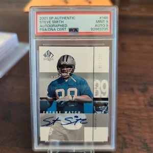 STEVE SMITH FUTRE WATCH ROOKIE AUTO 2001 UPPER DECK SP AUTHENTIC FOOTBALL PSA 9 - Picture 1 of 3