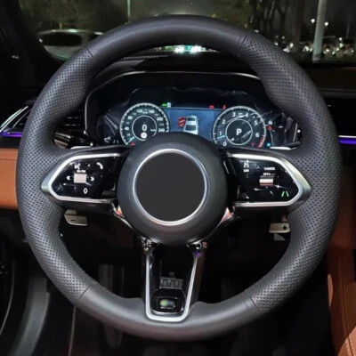 Alcantara Steering Wheel Cover Real Leather Wrap for JAGUAR F-PACE F-TYPE A - Image 1 of 4