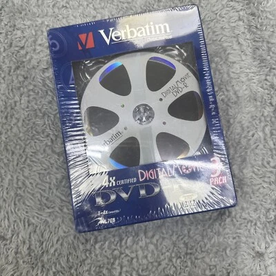 Verbatim 4X Certified Digital Movie DVD-R 1 - 4x Compatible 4.7 GB 3 Pack Sealed - Image 1 of 4