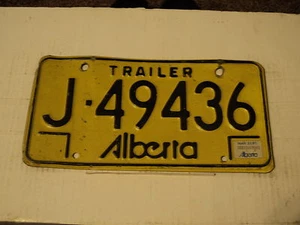 1981 ALBERTA CANADA Trailer License Plate J 49436 - Picture 1 of 1