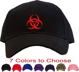 Biohazard Symbol bestickte Baseballkappe - erhältlich in 7 Farben - Mütze - Bild 1 von 9