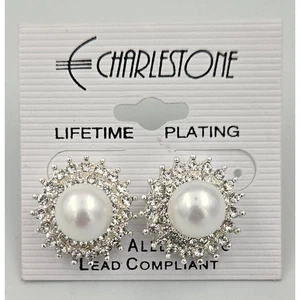 Charlestone hypoallergene Ohrringe mit Kunstperlen und Strass NEU - Bild 1 von 6