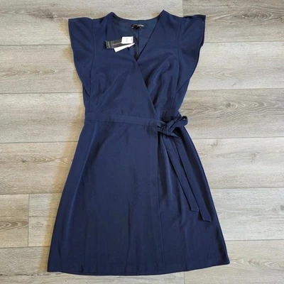 Vestido midi envolvente azul marino Banana Republic para mujer talla 6 nuevo con etiquetas Foto 1 de 4