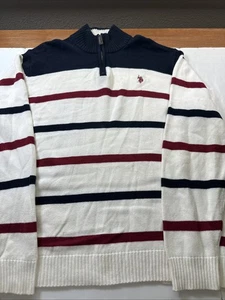 U.S Polo Assn. Mens Half Zip Sweater Striped XL #743 - Picture 1 of 22