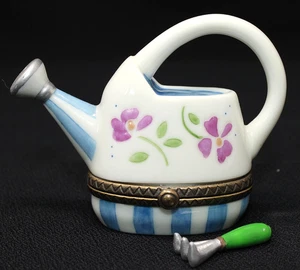 PHB aufklappbare Schmuckschatulle, Porzellan Gießkanne & Gartenwerkzeug 2 1/8" hoch EPOC - Bild 1 von 11