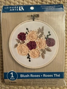 Leisure Arts Blush Roses 4” Embroidery Kit - Picture 1 of 2