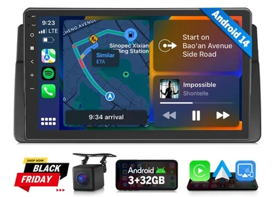 Eonon 适用于宝马 E46 M3 Android 14 9 英寸 IPS 汽车立体声触摸屏 GPS 收音机 CarPlay — 第 1/4 张图片