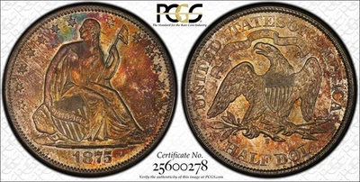 1875-S 50C Liberty Seated Half Dollar PCGS MS66 (CAC) - Image 1 of 3