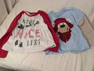 Carter's Weihnachten Urlaub Größe 18 Monate Langarmhemden Bär kariert Weihnachtsmann - Bild 1 von 6