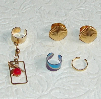 Lote de 5 CLIPS PARA OREJAS / Puños: Cuelga, Sea Shell, Azul/Púrpura, Tono Dorado F43 Foto 1 de 4