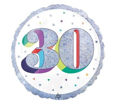 Palloncino foil mylar 30 ANNI Argento POP ART - gonfiabile ad aria o ad elio - 4 - Immagine 1 di 2