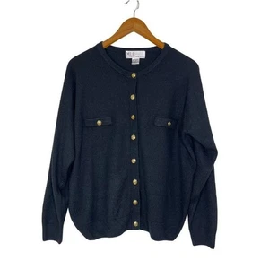 Vintage Milano Design Group Strickjacke Pullover schwarz gold Knopfleiste XL Preppy - Bild 1 von 7