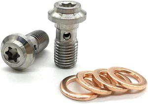 2 Stück M10x1,25 Edelstahl Hohlschrauben Bremsschlauch Leitung Verschraubung Adapter mit - Bild 1 von 12