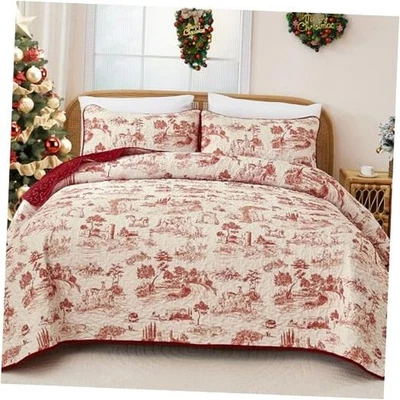  King лоскутное одеяло комплект, рождественский туалет легкий покрывала король (106 «x 90») красный - Изображение 1 из 4