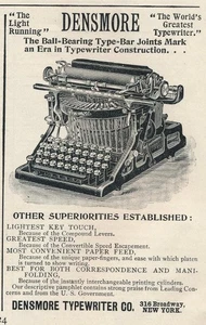Anuncio de revista - 1897 - Densmore Typewriter Co., Nueva York - Imagen 1 de 1