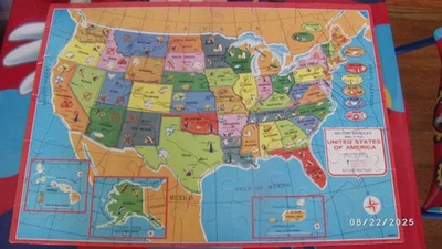 Rompecabezas Milton Bradley 1975 vintage 2 mapas Estados Unidos + mapa del mundo completo Foto 1 de 4